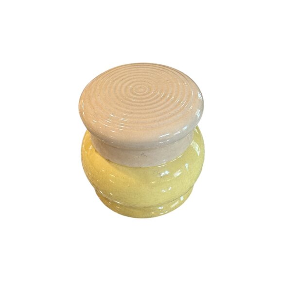 Antique yellow ware crock with lid - Picture 4 of 17